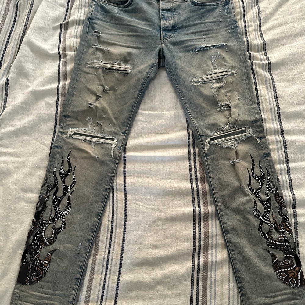AMIRI BANDANA FLAME JEAN